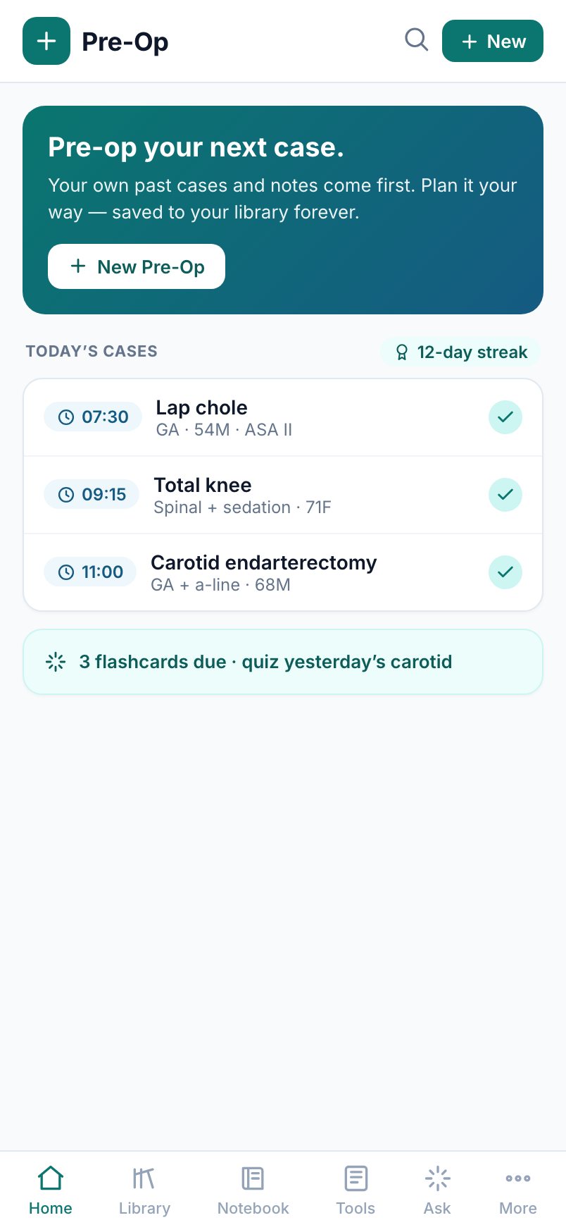 Pre-Op dashboard